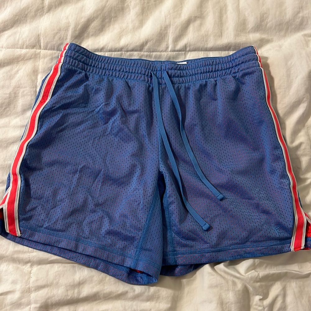 Danskin Now Athletic Shorts Size Small‎ (4-6) S Drawstring, Blue with Neon under